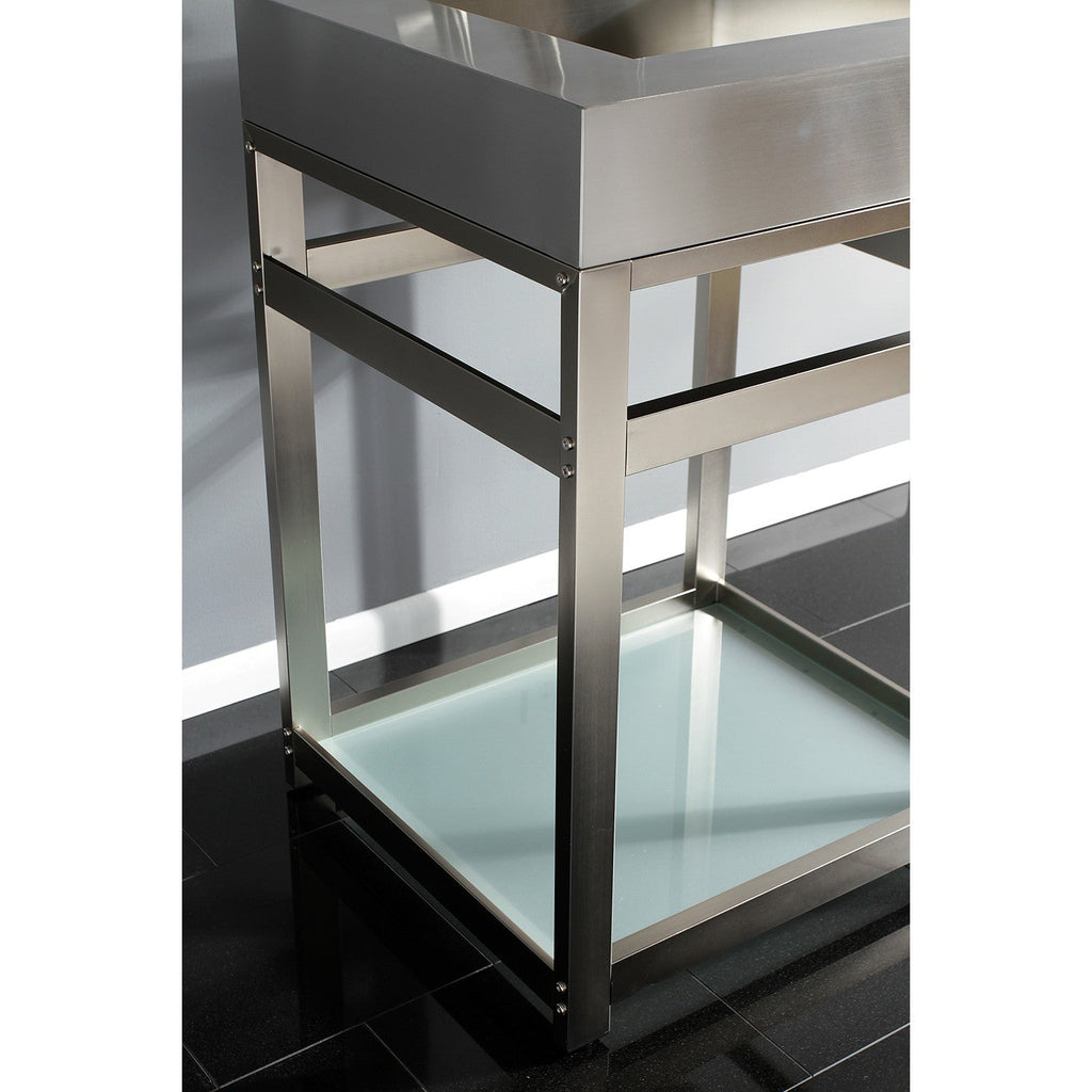 Kingston Commercial 25-Inch Stainless Steel Console Sink with Steel Base and Glass Shelf (8-Inch, 3-Hole)