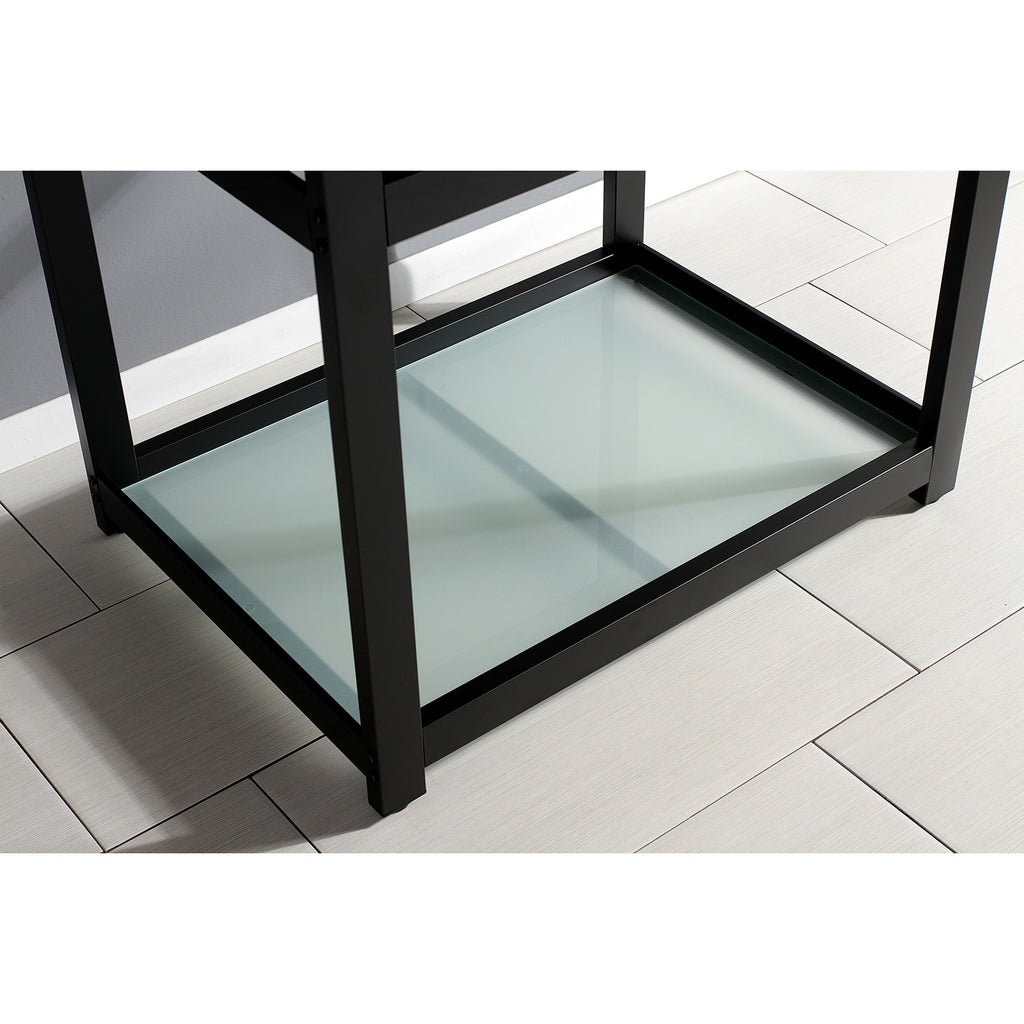 Kingston Commercial 31-Inch Stainless Steel Console Sink with Steel Base and Glass Shelf (8-Inch, 3-Hole)