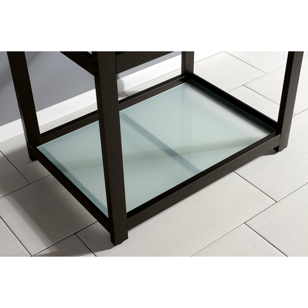 Kingston Commercial 31-Inch Stainless Steel Console Sink with Steel Base and Glass Shelf (8-Inch, 3-Hole)