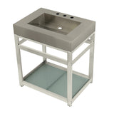 Kingston Commercial 31-Inch Stainless Steel Console Sink with Steel Base and Glass Shelf (8-Inch, 3-Hole)