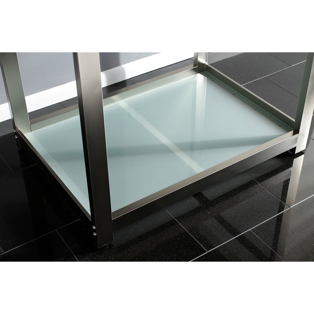 Kingston Commercial 31-Inch Stainless Steel Console Sink with Steel Base and Glass Shelf (8-Inch, 3-Hole)
