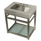 Kingston Commercial 31-Inch Stainless Steel Console Sink with Steel Base and Glass Shelf (8-Inch, 3-Hole)