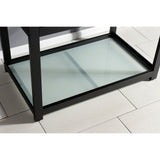 Kingston Commercial 37-Inch Stainless Steel Console Sink with Steel Base and Glass Shelf (8-Inch, 3-Hole)