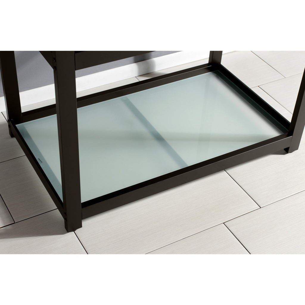 Kingston Commercial 37-Inch Stainless Steel Console Sink with Steel Base and Glass Shelf (8-Inch, 3-Hole)