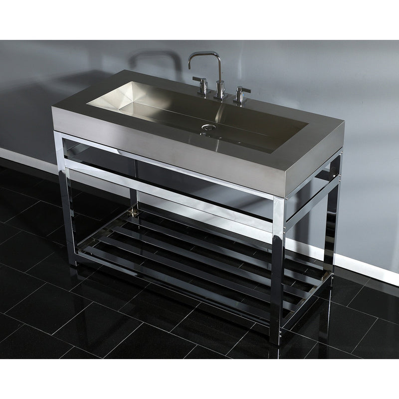 Kingston Commercial 49-Inch Stainless Steel Console Sink with Steel Base (8-Inch, 3-Hole)