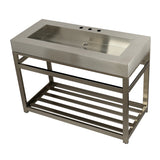 Kingston Commercial 49-Inch Stainless Steel Console Sink with Steel Base (8-Inch, 3-Hole)