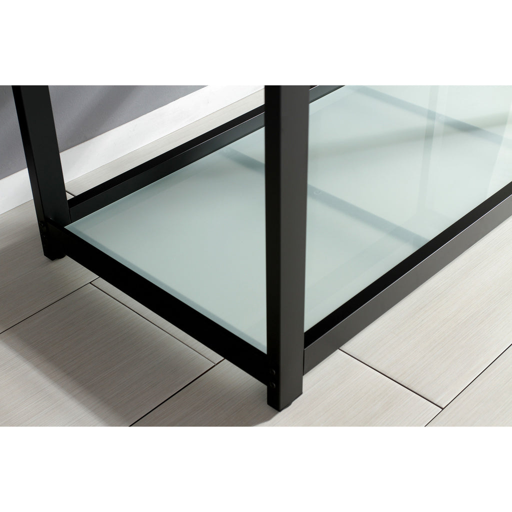 Kingston Commercial 49-Inch Stainless Steel Console Sink with Steel Base and Glass Shelf (8-Inch, 3-Hole)