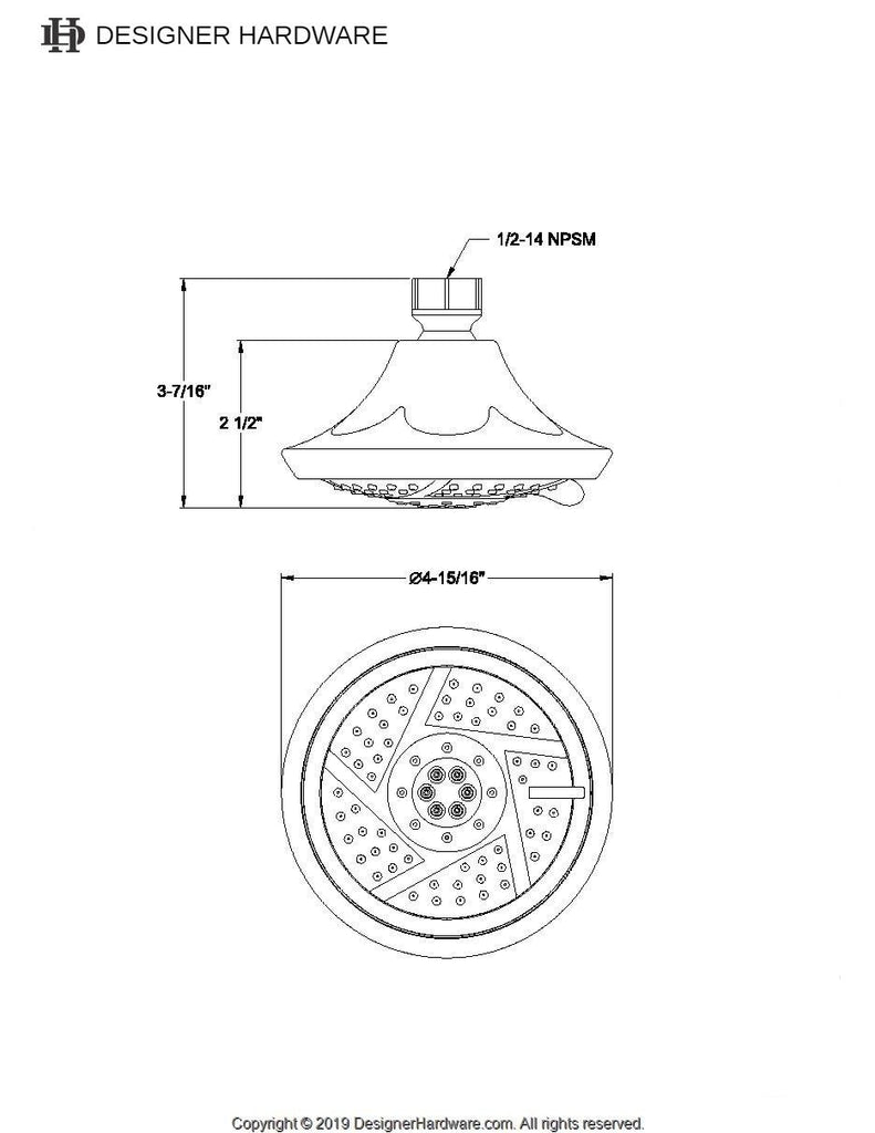 Vilbosch 5-Inch Round 5-Function ABS Shower Head