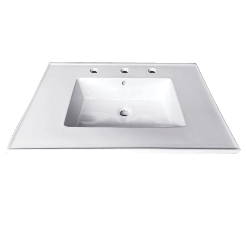 Continental 25-Inch Ceramic Vanity Sink Top (8" Faucet Drillings)