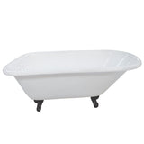 Aqua Eden 54-Inch Cast Iron Roll Top Clawfoot Tub with 3-3/8 Inch Wall Drillings