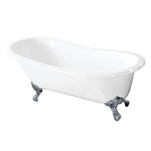 Tazatina 57-Inch Cast Iron Single Slipper Clawfoot Tub with 7-Inch Faucet Drillings