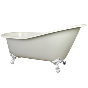 Aqua Eden 61-Inch Cast Iron Single Slipper Clawfoot Tub with 7-Inch Faucet Drillings