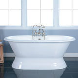 Aqua Eden 66-Inch Cast Iron Double Ended Pedestal Tub with 7-Inch Faucet Drillings