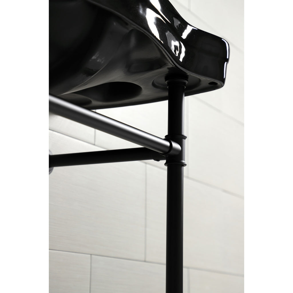 Imperial 36-Inch Ceramic Console Sink with Stainless Steel Legs (8-Inch, 3-Hole)