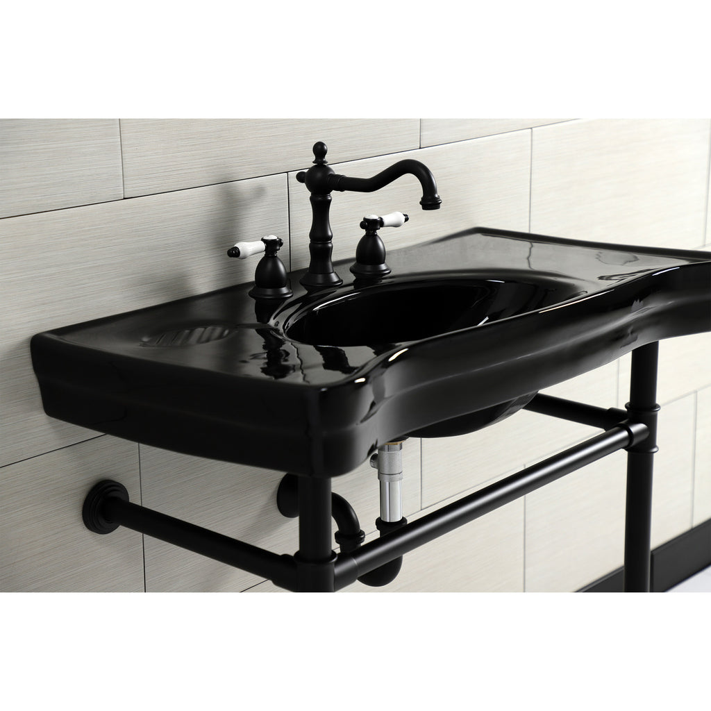 Imperial 36-Inch Ceramic Console Sink with Stainless Steel Legs (8-Inch, 3-Hole)