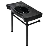 Imperial 36-Inch Ceramic Console Sink with Stainless Steel Legs (8-Inch, 3-Hole)