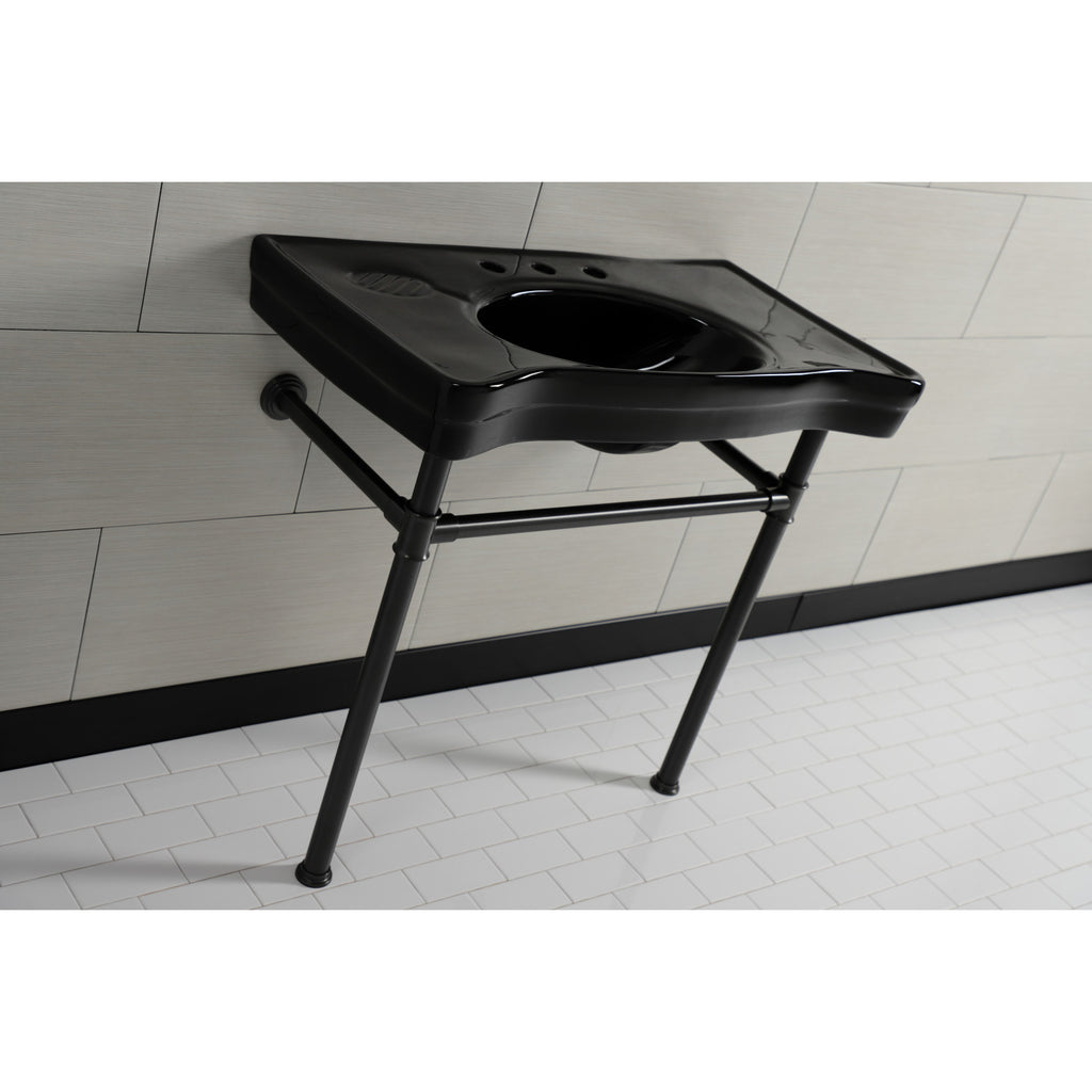 Imperial 36-Inch Ceramic Console Sink with Stainless Steel Legs (8-Inch, 3-Hole)