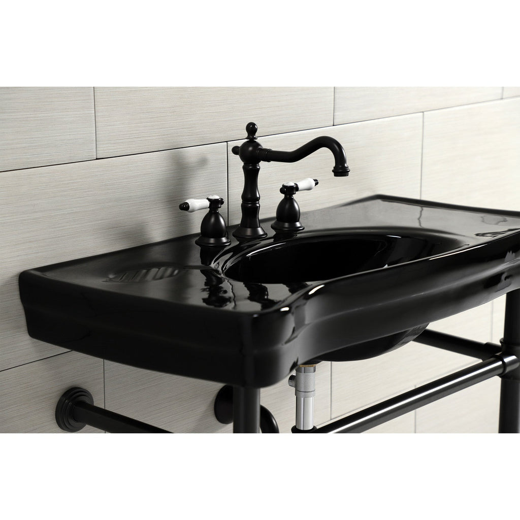 Imperial 36-Inch Ceramic Console Sink with Stainless Steel Legs (8-Inch, 3-Hole)
