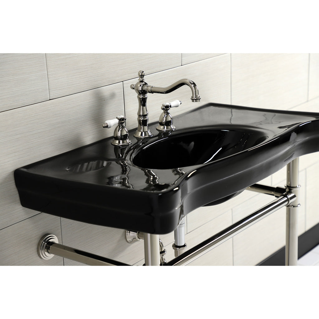 Imperial 36-Inch Ceramic Console Sink with Stainless Steel Legs (8-Inch, 3-Hole)