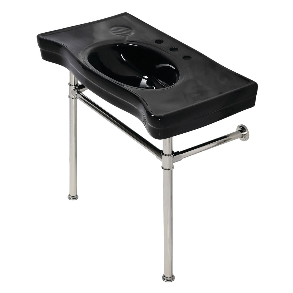 Imperial 36-Inch Ceramic Console Sink with Stainless Steel Legs (8-Inch, 3-Hole)