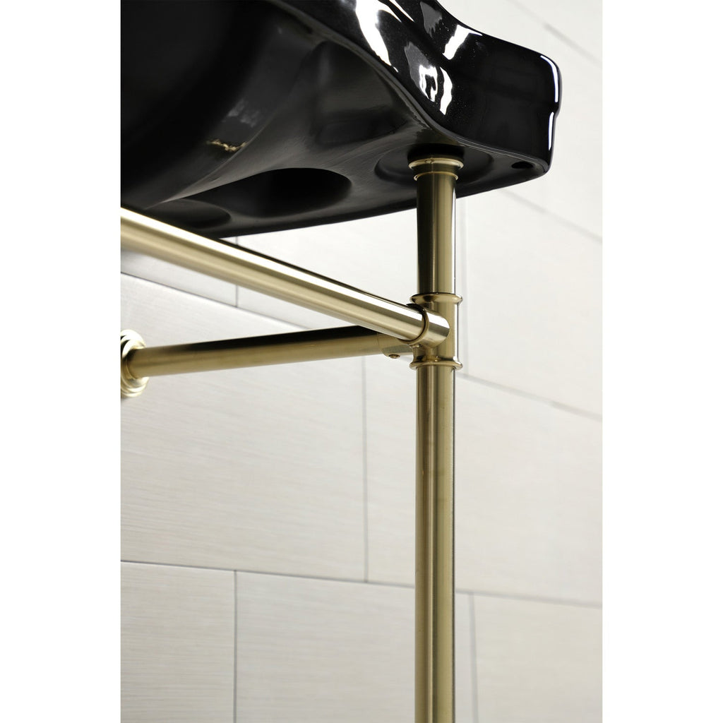 Imperial 36-Inch Ceramic Console Sink with Stainless Steel Legs (8-Inch, 3-Hole)