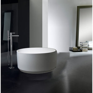Arcticstone 52-Inch Round Solid Surface Freestanding Tub with Drain