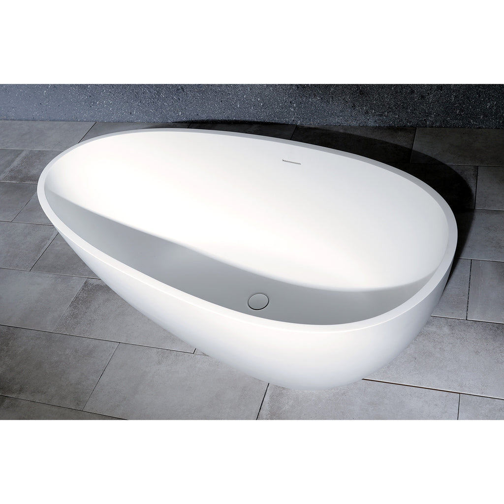 Arcticstone 59-Inch Solid Surface Egg Shaped Double Ended Freestanding Tub with Drain