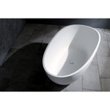 Arcticstone 59-Inch Solid Surface Egg Shaped Double Ended Freestanding Tub with Drain