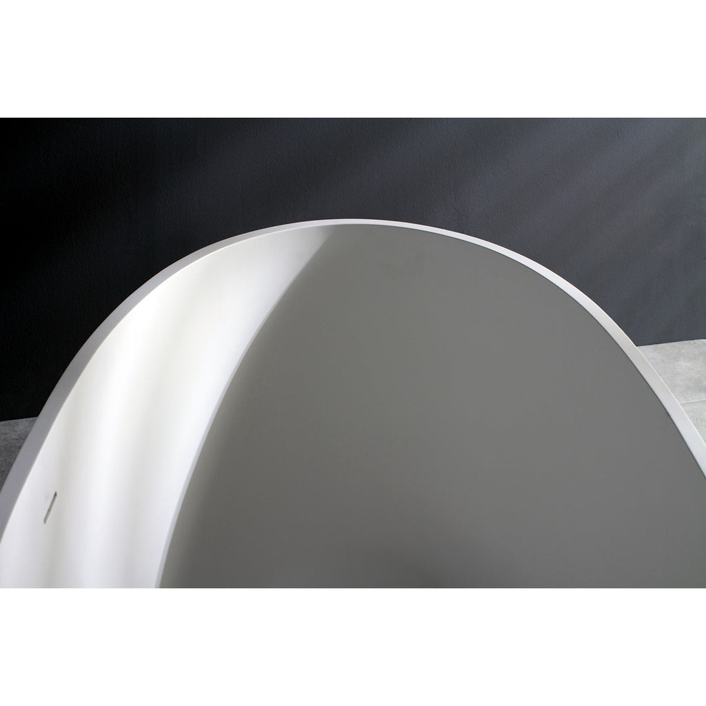 Arcticstone 59-Inch Solid Surface Egg Shaped Double Ended Freestanding Tub with Drain