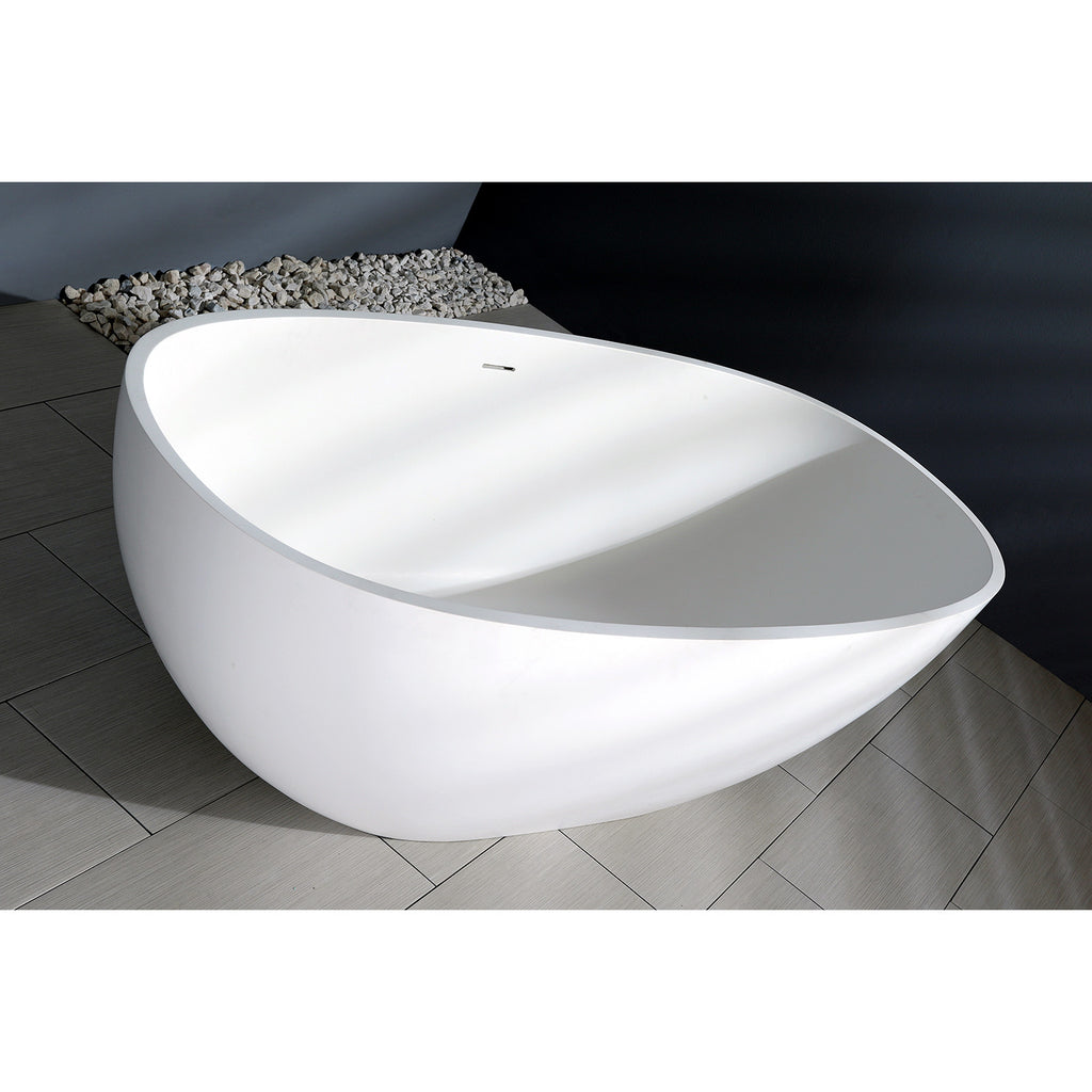 Arcticstone 65-Inch Solid Surface Oval Double Ended Freestanding Tub with Drain
