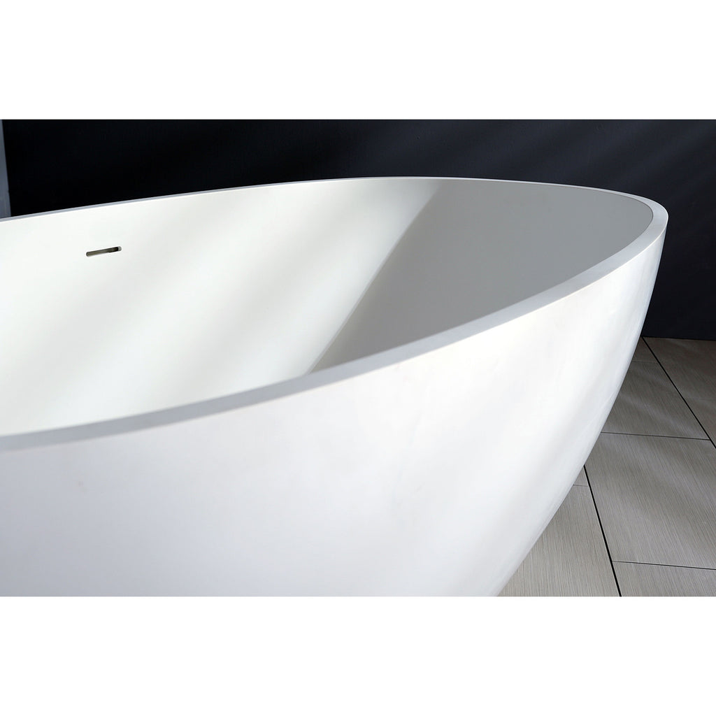 Arcticstone 65-Inch Solid Surface Oval Double Ended Freestanding Tub with Drain
