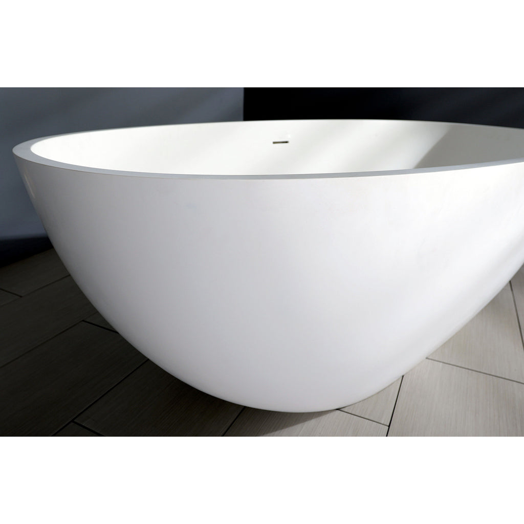 Arcticstone 65-Inch Solid Surface Oval Double Ended Freestanding Tub with Drain