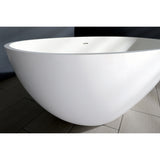 Arcticstone 65-Inch Solid Surface Oval Double Ended Freestanding Tub with Drain