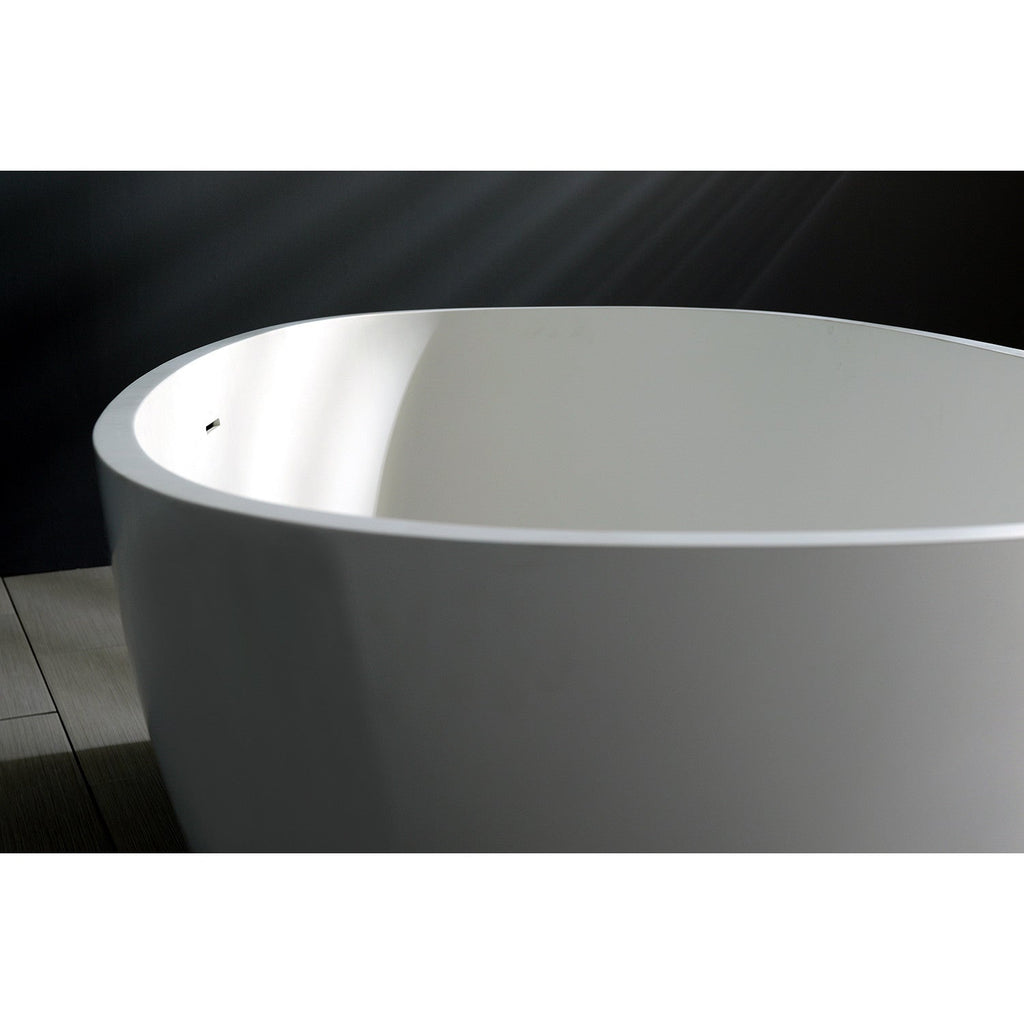 Arcticstone 65-Inch Solid Surface Oval Double Ended Freestanding Tub with Drain