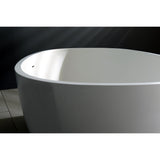 Arcticstone 65-Inch Solid Surface Oval Double Ended Freestanding Tub with Drain