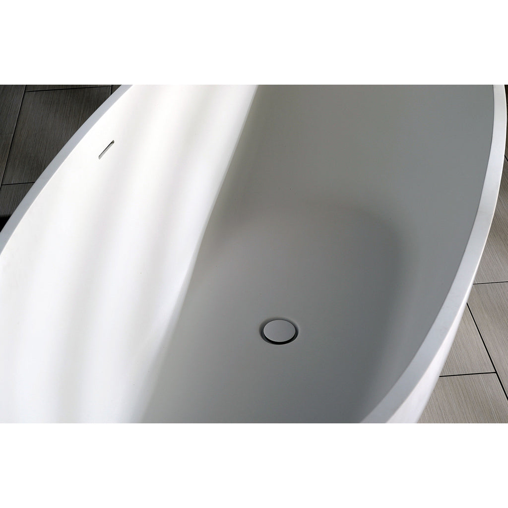 Arcticstone 65-Inch Solid Surface Oval Double Ended Freestanding Tub with Drain