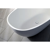 Arcticstone 65-Inch Solid Surface Oval Double Ended Freestanding Tub with Drain