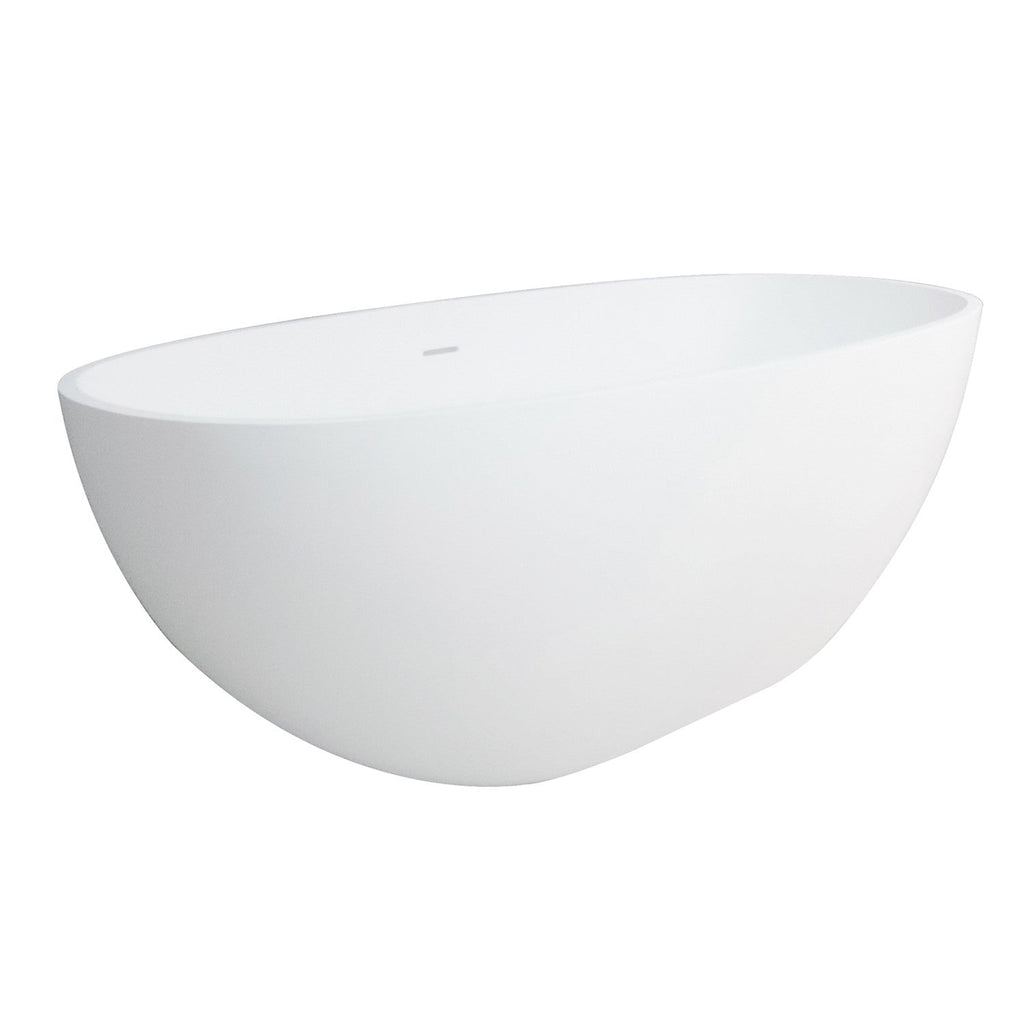 Arcticstone 65-Inch Solid Surface Oval Double Ended Freestanding Tub with Drain