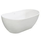 Arcticstone 65-Inch Solid Surface Oval Double Slipper Freestanding Tub with Drain