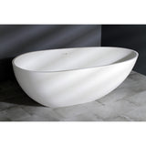 Arcticstone 67-Inch Solid Surface Egg Shaped Double Ended Freestanding Tub with Drain