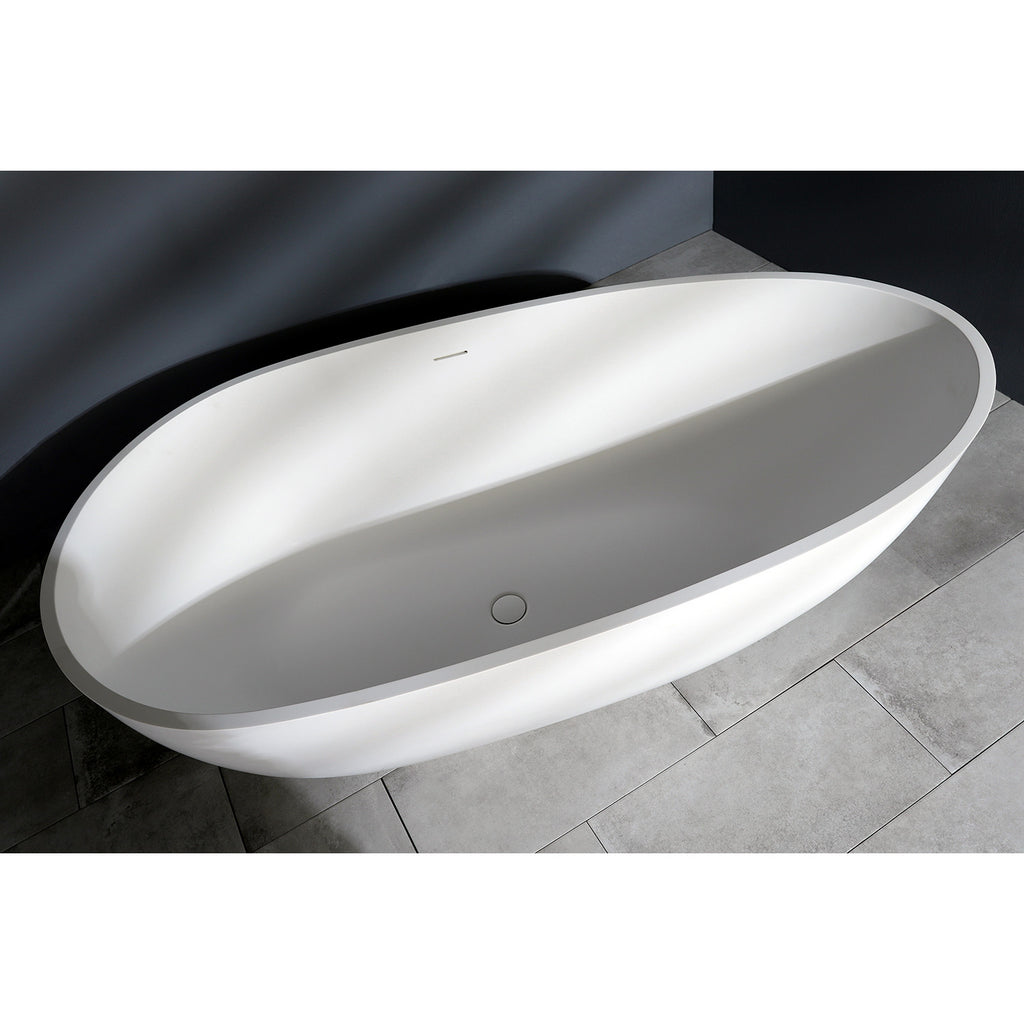 Arcticstone 67-Inch Solid Surface Egg Shaped Double Ended Freestanding Tub with Drain