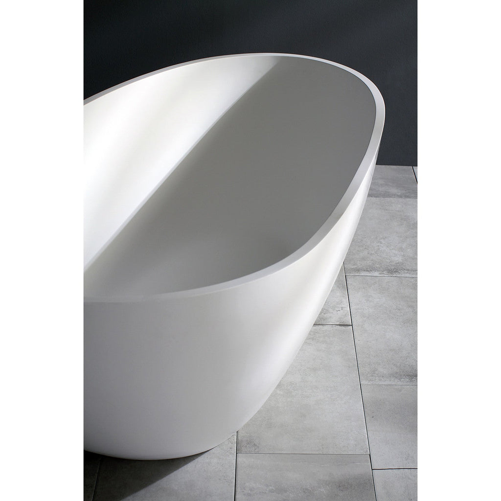 Arcticstone 67-Inch Solid Surface Egg Shaped Double Ended Freestanding Tub with Drain