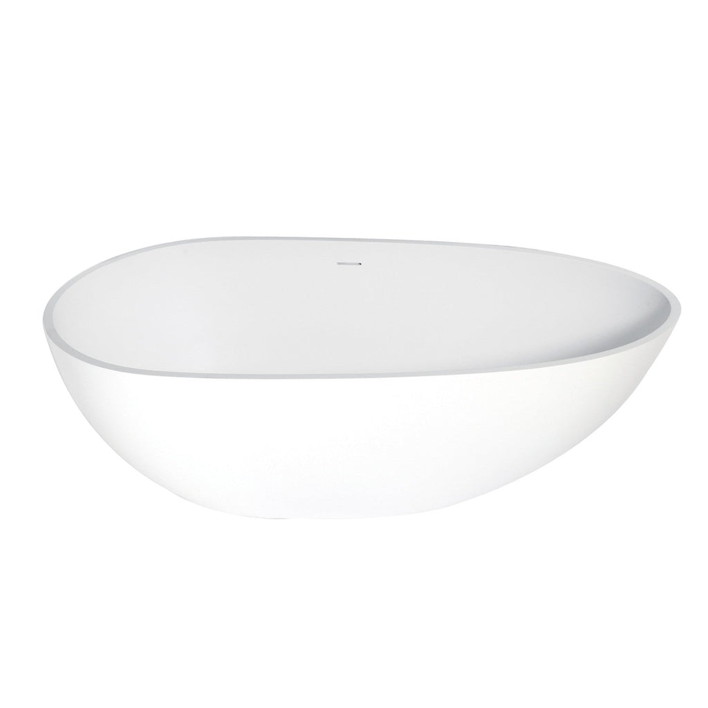 Arcticstone 67-Inch Solid Surface Egg Shaped Double Ended Freestanding Tub with Drain