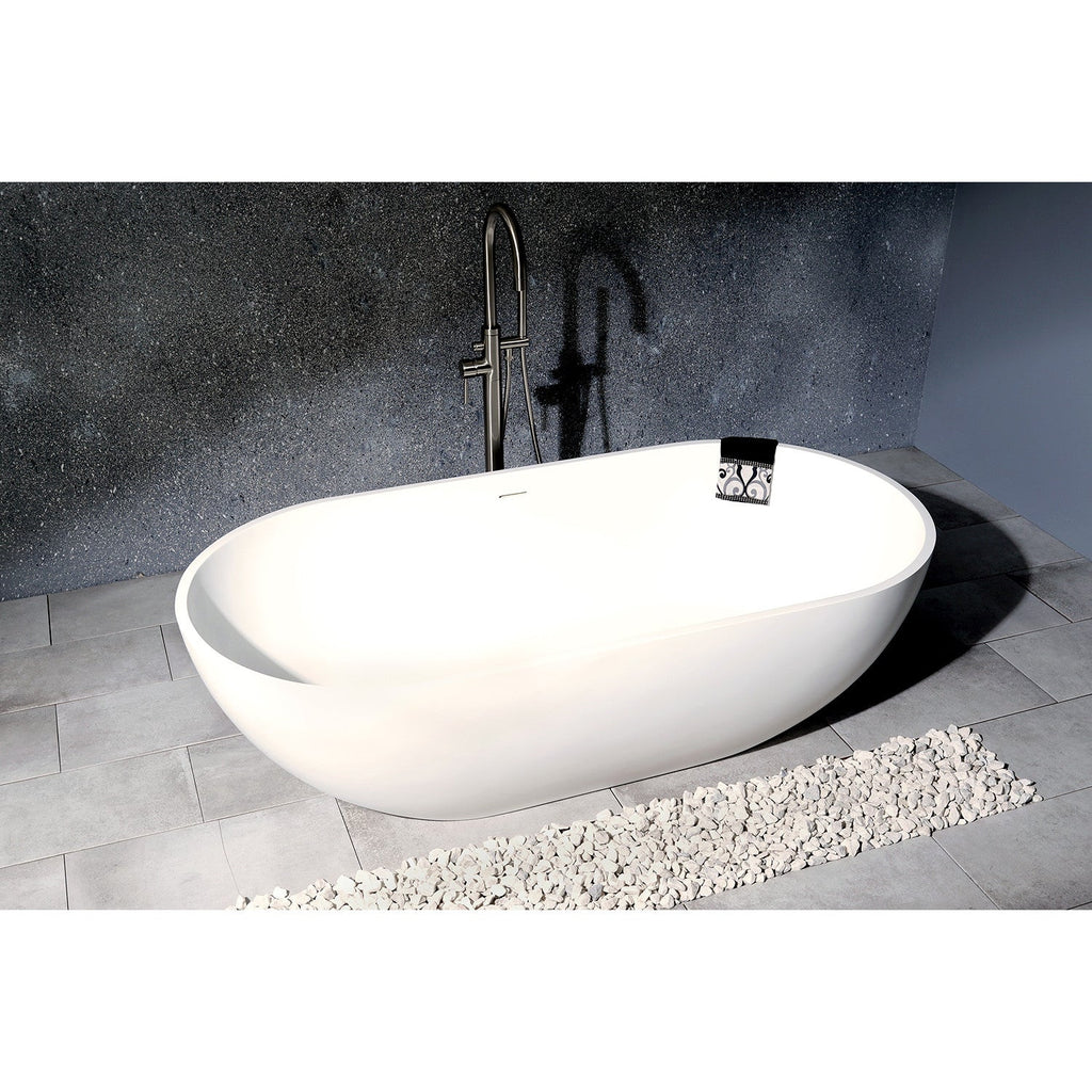 Arcticstone 70-Inch Solid Surface Oval Double Ended Freestanding Tub with Drain