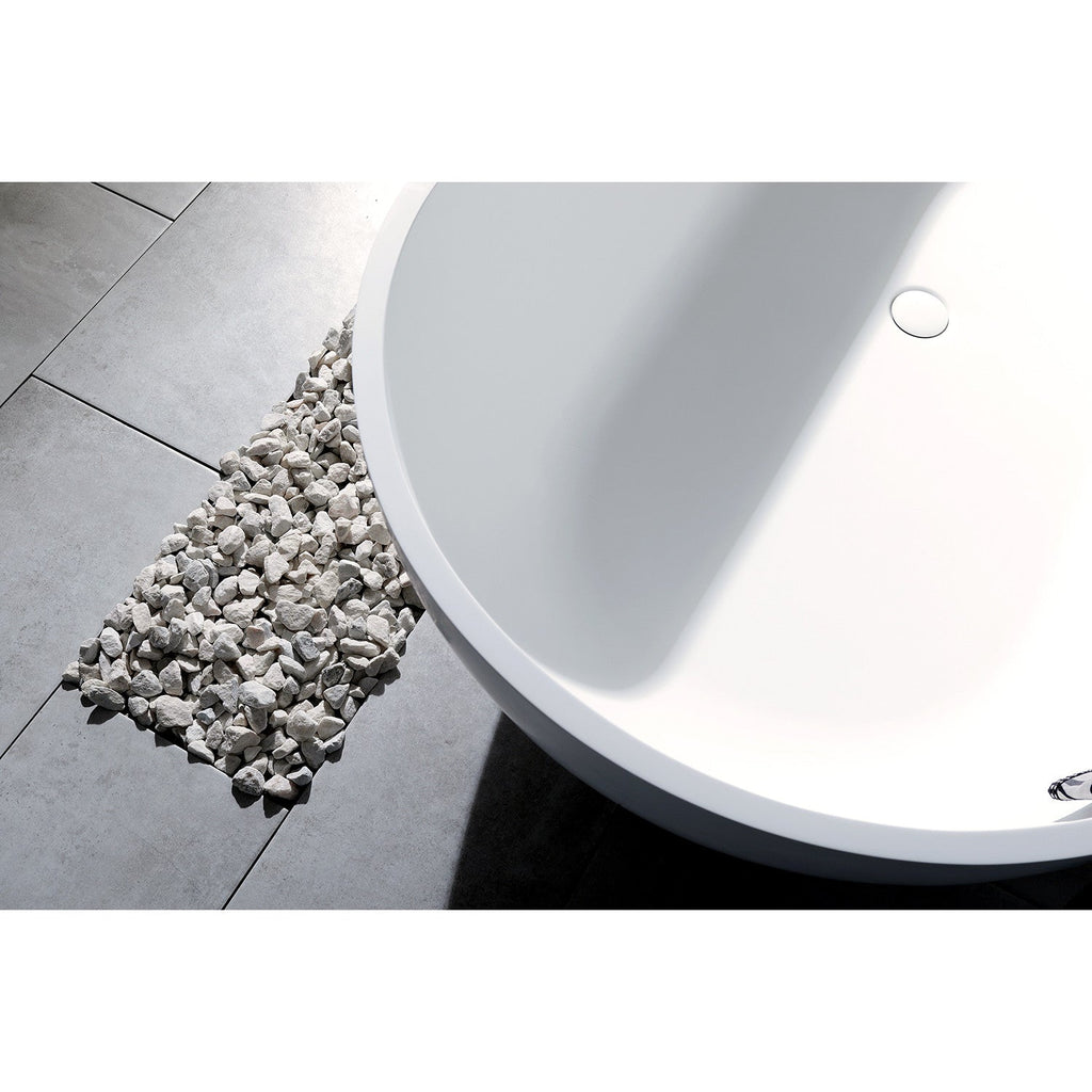 Arcticstone 70-Inch Solid Surface Oval Double Ended Freestanding Tub with Drain
