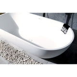 Arcticstone 70-Inch Solid Surface Oval Double Ended Freestanding Tub with Drain