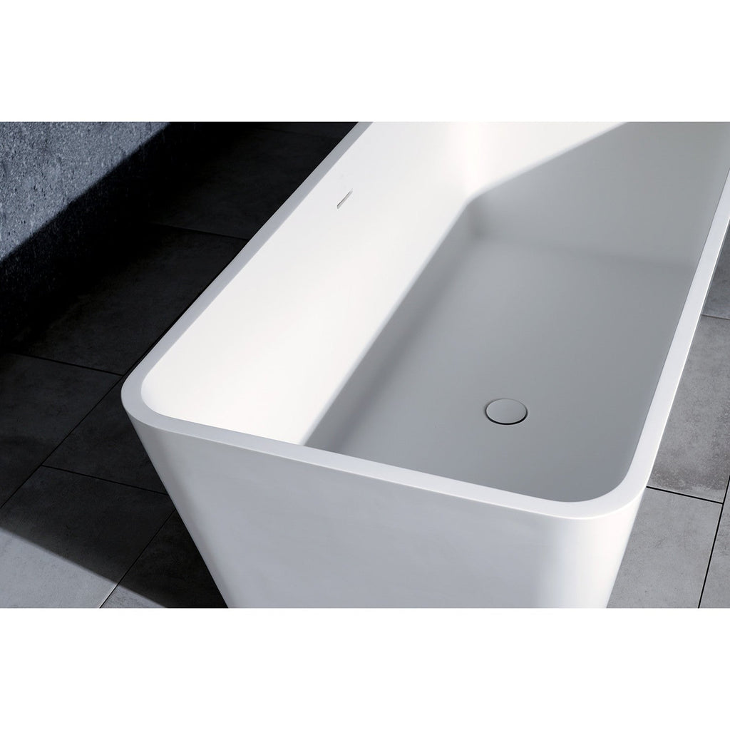 Arcticstone 59-Inch Solid Surface Rectangular Double Ended Freestanding Tub with Drain