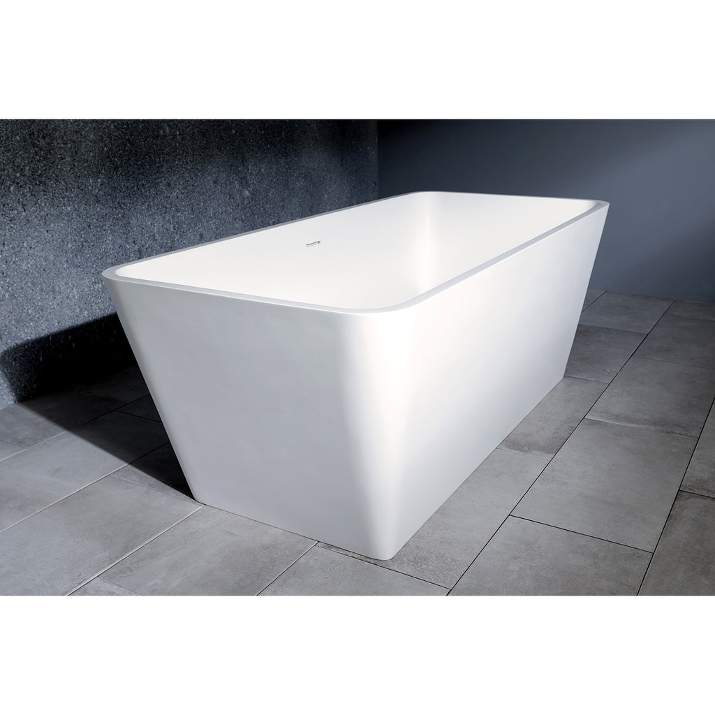 Arcticstone 59-Inch Solid Surface Rectangular Double Ended Freestanding Tub with Drain