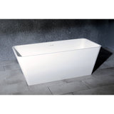 Arcticstone 59-Inch Solid Surface Rectangular Double Ended Freestanding Tub with Drain