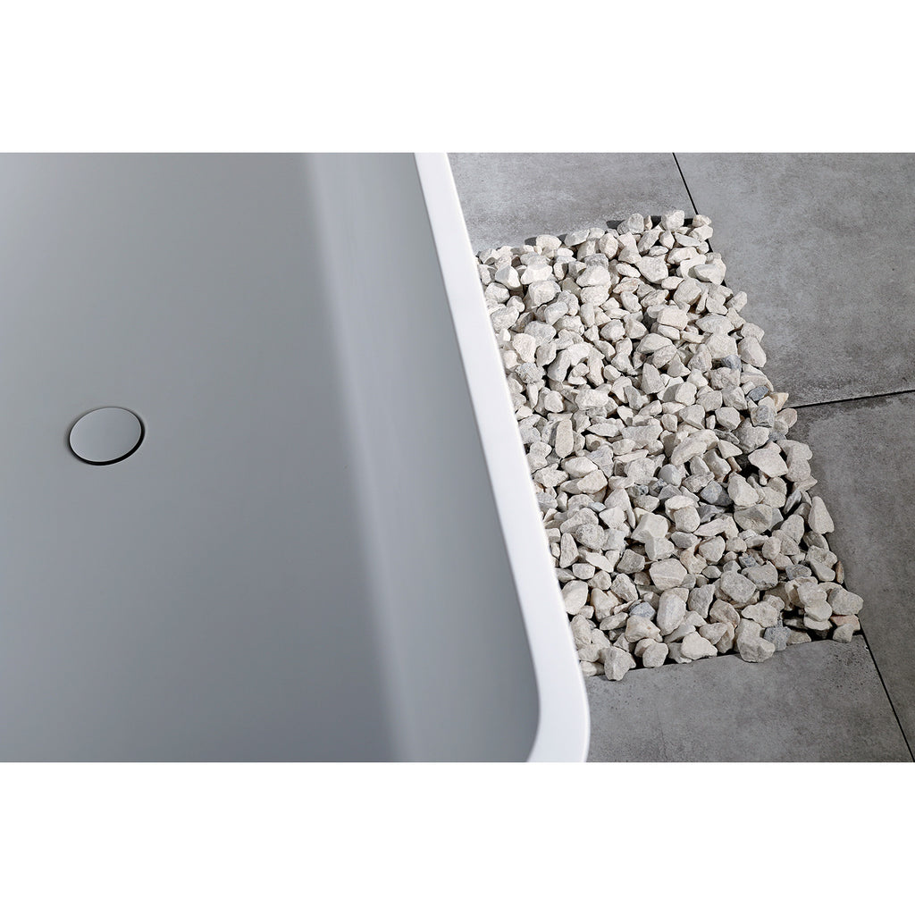 Arcticstone 59-Inch Solid Surface Rectangular Double Ended Freestanding Tub with Drain